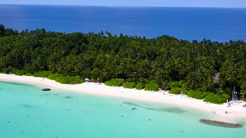 Aerial view seascape of marine coast beach by blue water and sand background