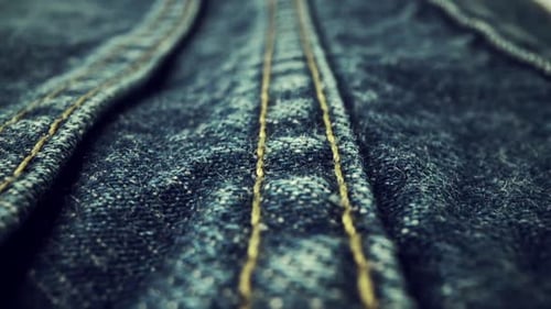 Macro Footage of Textured Denim Jeans Clothing