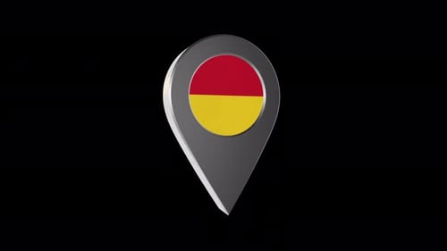 3D Animated Map Pointer with Rotating Flag Icon