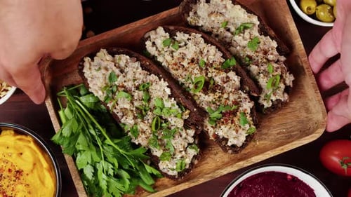Fresh Sandwiches Placed Down on Wooden Table