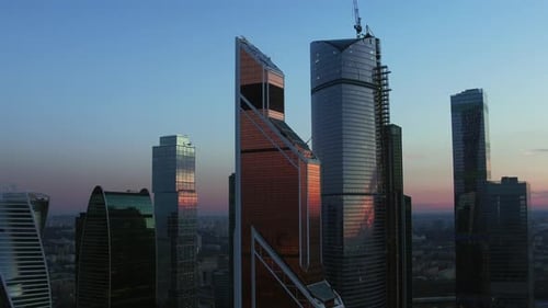 A Beautiful Evening Urbanscape in the Moscow City District