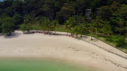 Beautiful Tropical Island Koh Kham White Sand Beach with Volcanic Rocks Near Koh Mak Trat Thailand