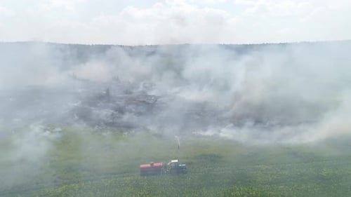 Aerial view of Fire in the field 04