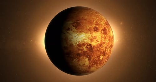 Fiery Planet Rotation in Nebula Space Background Loop