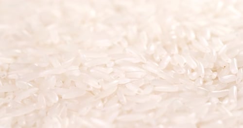 Uncooked white rice in rotation
