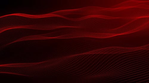Dynamic Red Particle Waves Abstract Digital Background