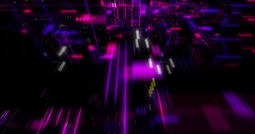Abstract hologram 3D Big Data Digital City with futuristic matrix.