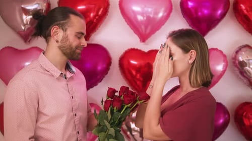 Woman Receives Roses From Man with Affection