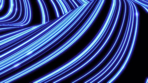 Abstract Neon Blue Wavy Lines Motion Background