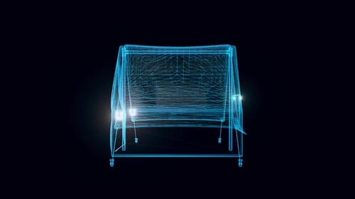 Futuristic Glowing Wireframe Tent Rotating Animation
