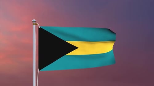 Bahamas National Flag Waving in Realistic 3D Animation