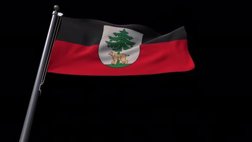 Flag Waving with Dog and Pine Tree Emblem Loop