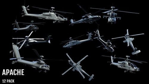 Dynamic 3D Military Helicopter Flight Animation with Alpha Channel
