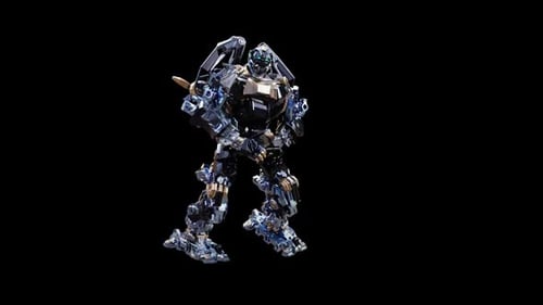 Futuristic 3D Robot Walking and Running Animation