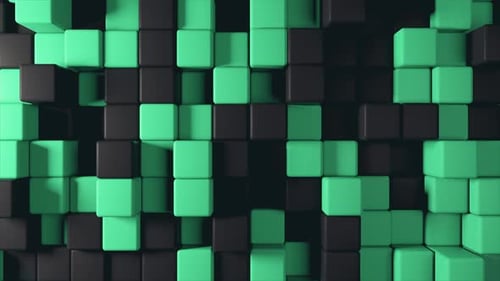 Animated Green and Black Geometric Cubes Background Loop