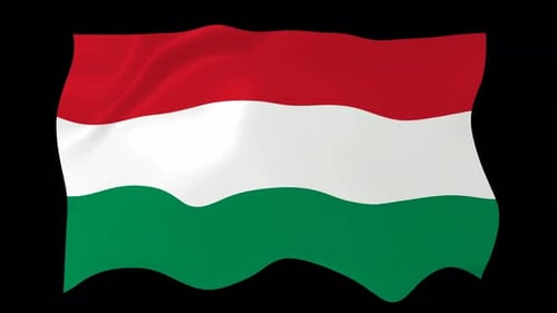 Realistic Hungary Flag Waving Against Black Background