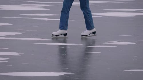 Ice Skating on a Frozen Lake