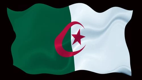 Algerian National Flag Waving Loop Animation