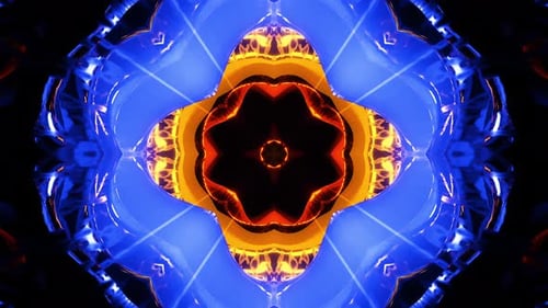 Abstract Glowing Neon Kaleidoscope Pattern Loop Background