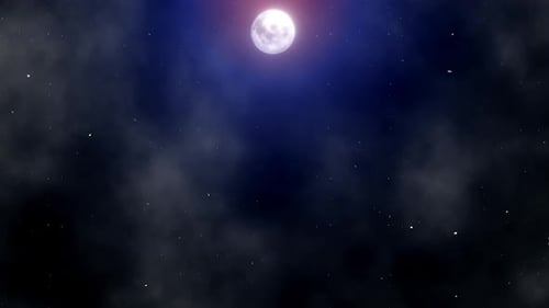 Mystical Full Moon Night Sky with Twinkling Stars and Drifting Clouds