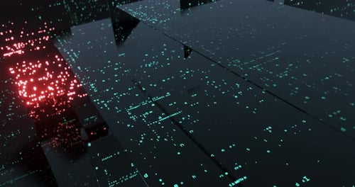 Abstract Digital Data Flow on Futuristic Cubes Grid