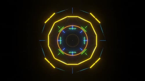 Endloser futuristischer Weltraumtunnel mit Neonlichtern