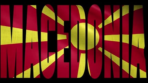 Macedonia Flag Waving Text Title Animation