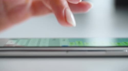 Hand Typing Message and Using Smartphone Close-up