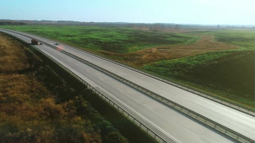 A Fuel Truck Is Driving Along the Highway