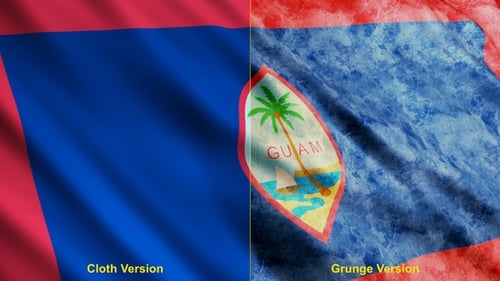 Waving Guam Flag Animation in Modern and Grunge Styles