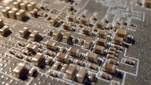 Macro Dolly Shot of a Computer Circuit Board