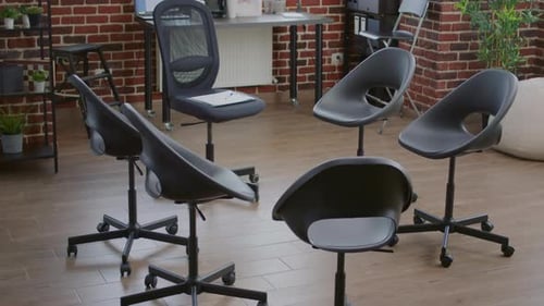 Empty Aa Meeting Group Therapy Space with Chairs in Circle