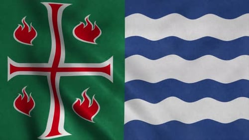 Animated Waving Flags with Symbolic Cross and Wavy Pattern