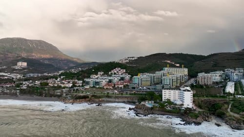 Dramatic Sea Texture Aerial View Turkey Alanya