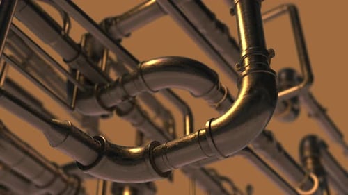 Futuristic Industrial Pipe Network Flythrough Animation