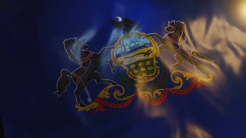 Realistic 3D Pennsylvania State Flag Waving Loop