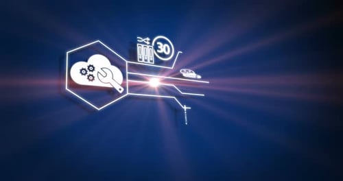 Network Cloud Technology with Light Flares Animation