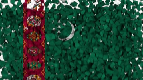 Turkmenistan Flag Breaking Rocks Transition