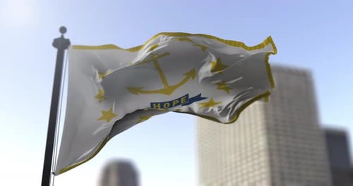 Rhode Island State Flag Waving Animation