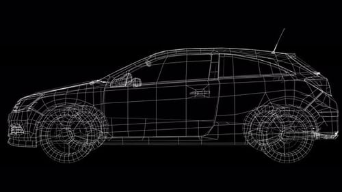 Low Poly 3D Hatchback Car Wireframe