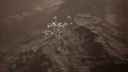 3D Animation of Mars Rover on Alien Planet Surface