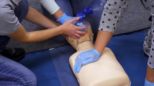 CPR and First Aid Training Demonstration on Mannequin