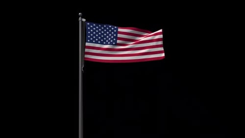 American Flag Waving Loop on Black Background