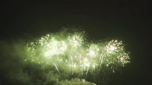 International fireworks festival display at night. Variety of colorful fireworks