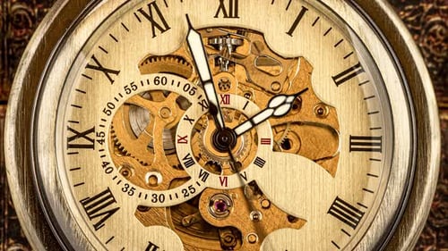 Antique Clock Dial Close-up. Vintage Pocket Watch.