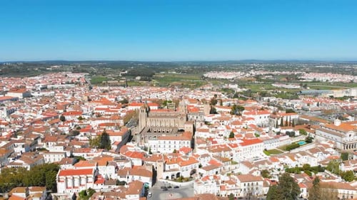 Historic Evora with White Houses and Red Roofs and Landmarks, Alentejo, Portugal