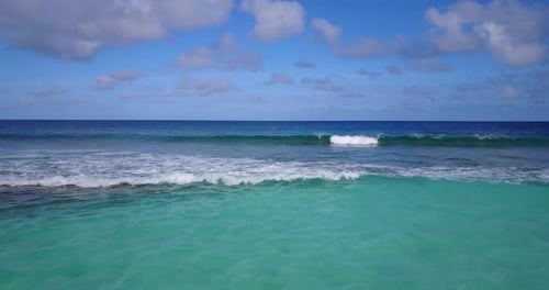 Natural above abstract view of a white sandy paradise beach and turquoise sea background in high res
