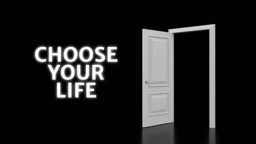 Elegant White Door Opens Revealing Inspirational Text