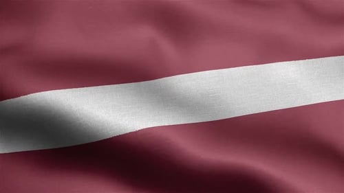 Latvia National Flag Waving in Realistic Fabric Texture