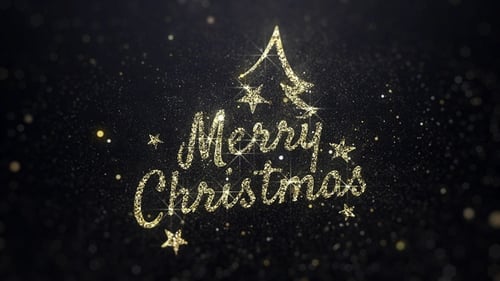 Golden Glitter Merry Christmas Greeting Animation